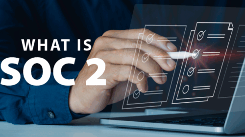 title text reads What is SOC 2. Background of a man's arm checking items off a virtual list.