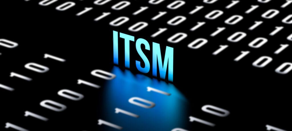 ITSM,IT Service Management, neon glowing text, ITSM and binary code in cybersecurity blur, concept,wallpaper.3D render